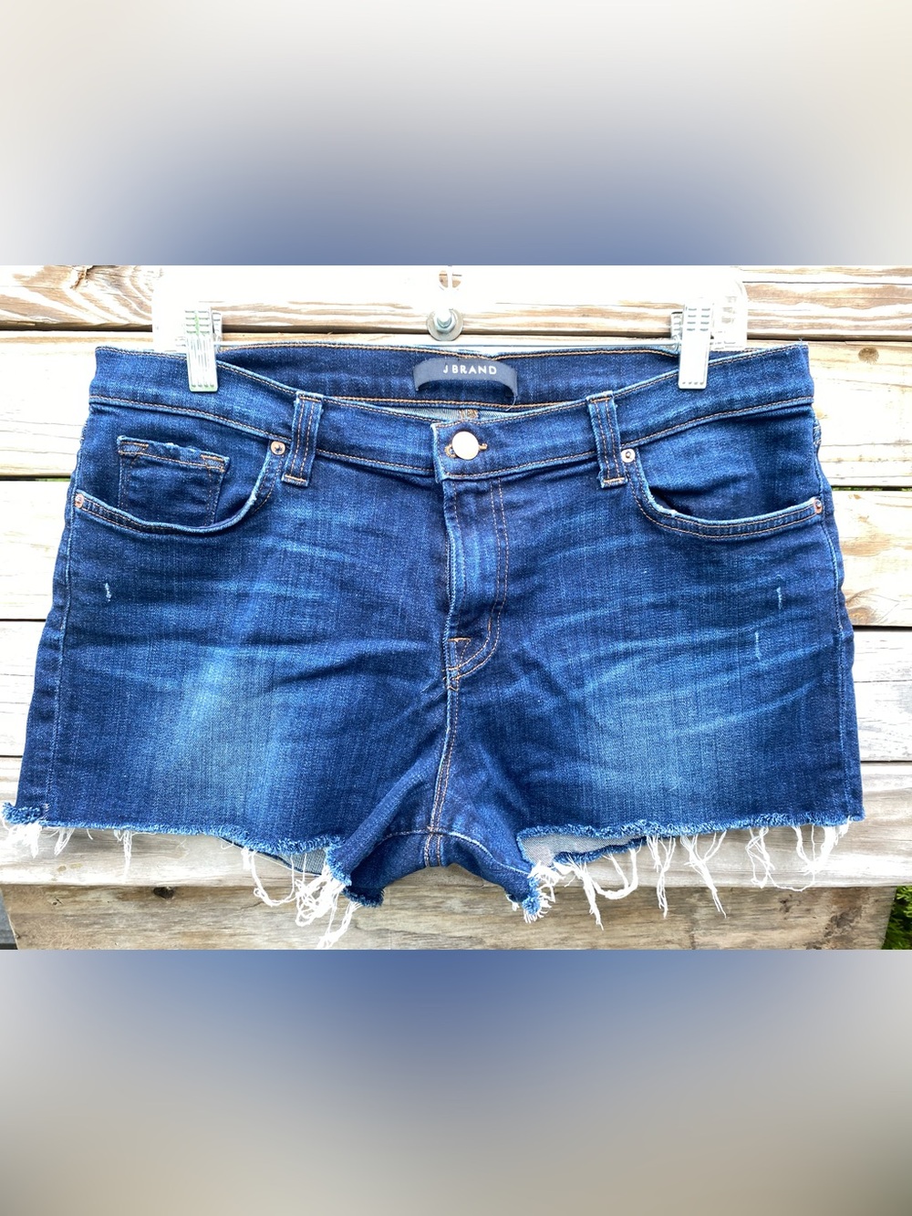 J Brand Women's Dark Blue Denim Cutoff Short in Tribute Size 31